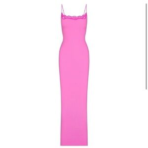 Skims pink lace maxi dress